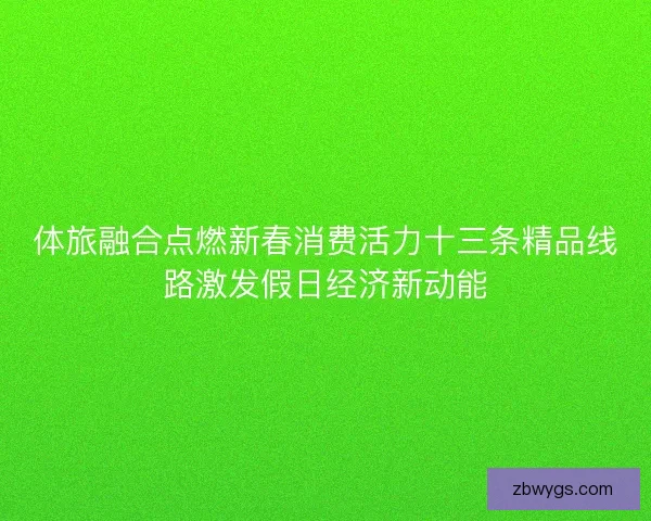 体旅融合点燃新春消费活力十三条精品线路激发假日经济新动能