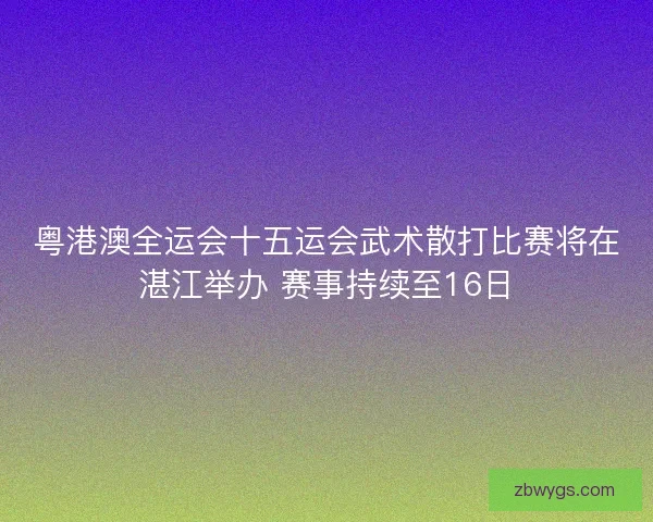 粤港澳全运会十五运会武术散打比赛将在湛江举办 赛事持续至16日